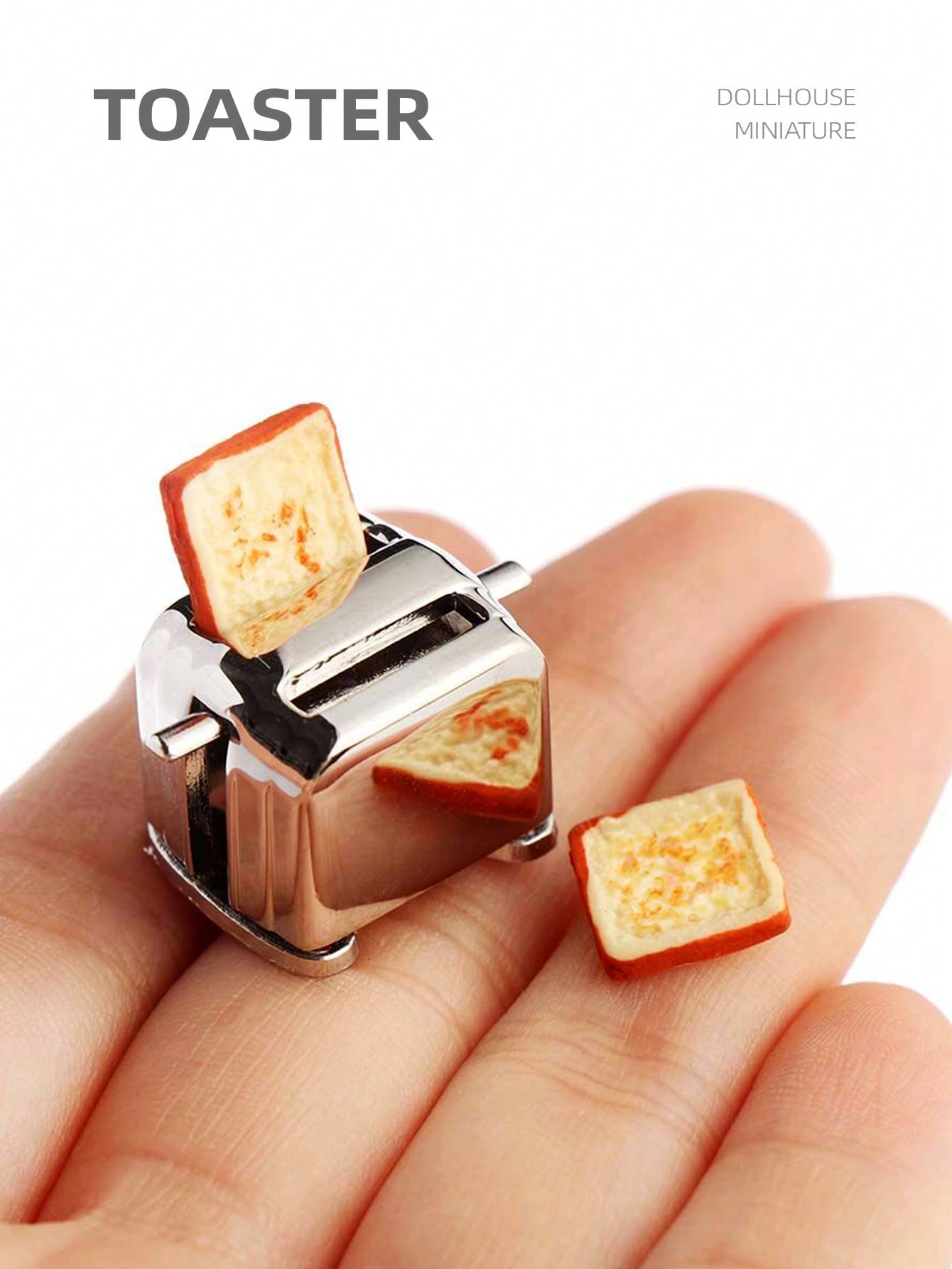 Toaster - 1:12 ドールハウスミニチュアトースター、家の装飾用ミニシミュレーションキッチン家電アクセサリー、パン2枚付き