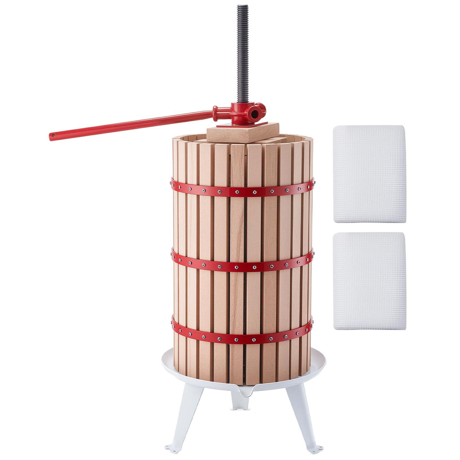 Juicer - フルーツワインプレッサー、7.93ガロン/30L手動ジューサー、無垢のブナ材バスケット、6つのプレス木製パーツ付きのヴィンテージトラディショナルジューサー