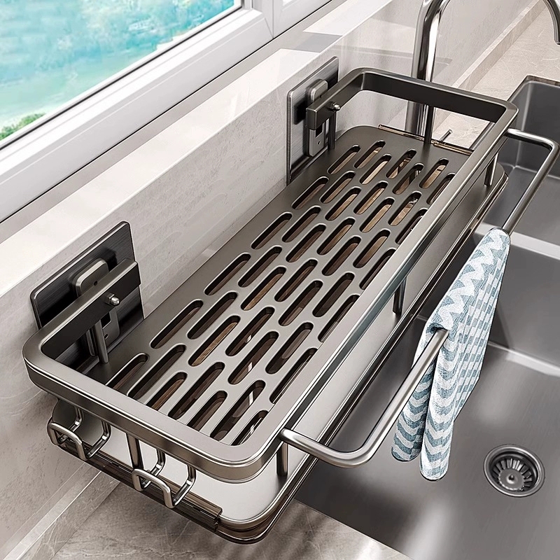 Kitchen Appliances Cabinet - 多機能キッチン棚、乾燥ラック、モップ収納、穴あけ不要の壁掛け式、家庭用スパイスラック、シンクの蛇口台