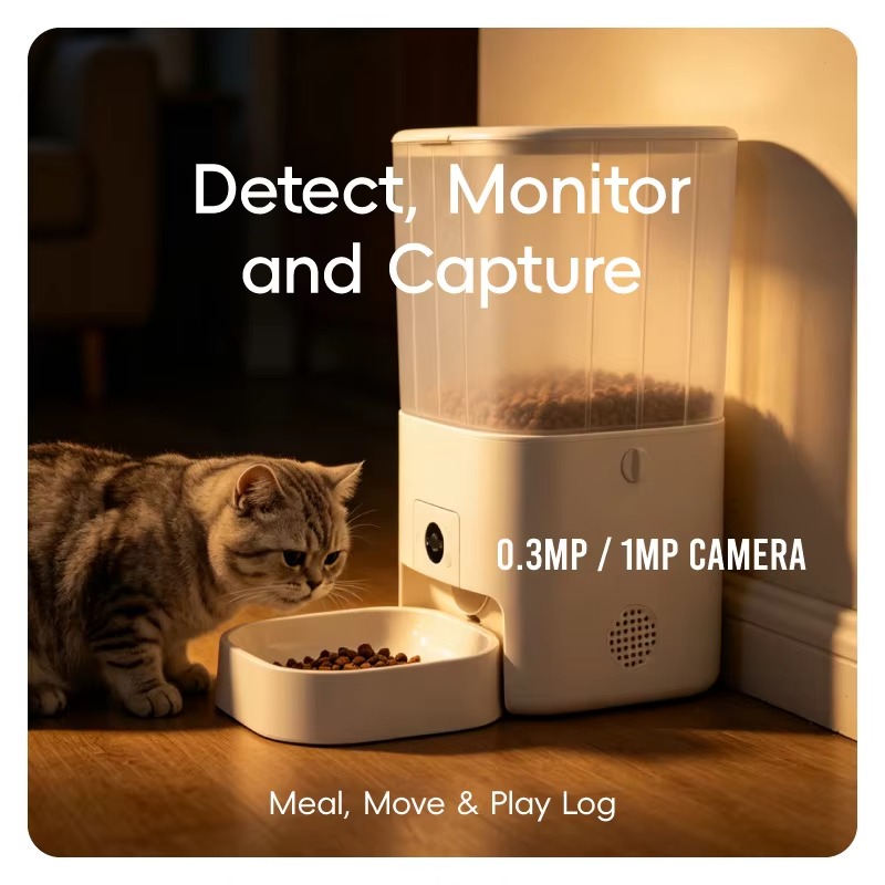 Kitchen Appliances Video - 6L 自動給餌器（カメラ付き）。猫用、ペット用。自動吸引機能付き。猫や犬のドライフードに最適。スマートコントロール機能搭載。