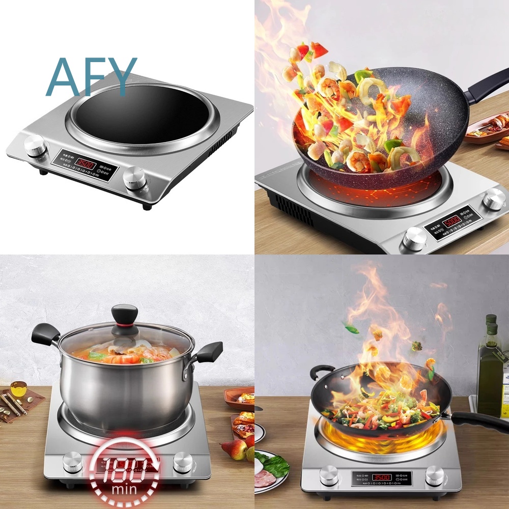 Induction Cooktop Portable - 220V凹型誘導調理器 家庭用キッチン向け 高出力バッテリー式コンロ 炒め物用パン用 急速加熱 ポータブル