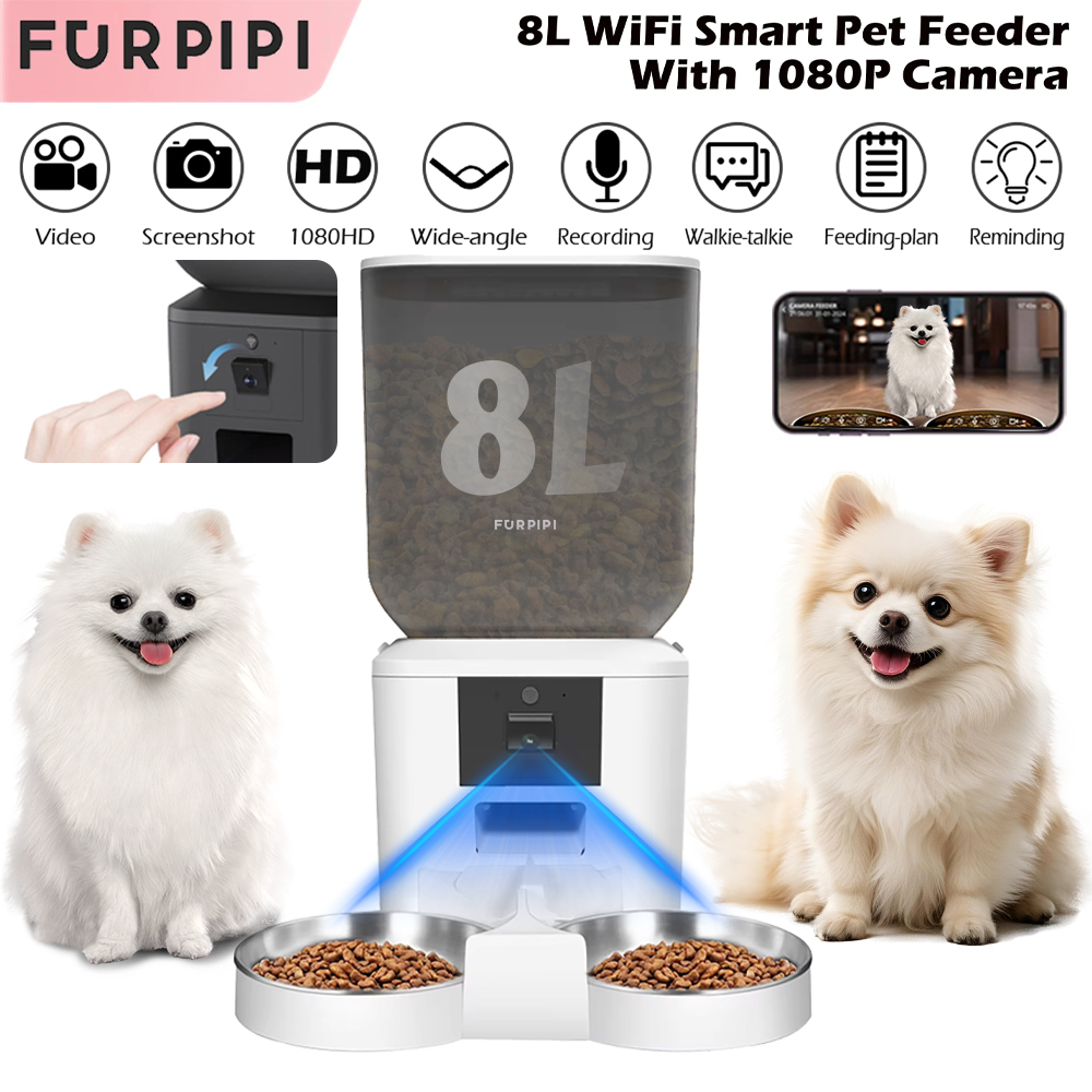 8L自動給餌器、1080Pカメラ付きビデオWiFi猫用フード - Kitchen Appliances Video のレビューと価格