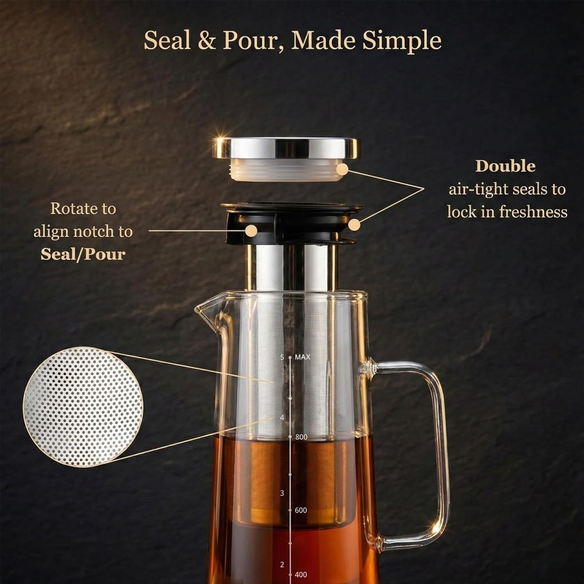 ハンドル付きの1L/33.82ozのコールドブリューコーヒー - Coffee Maker のレビューと価格
