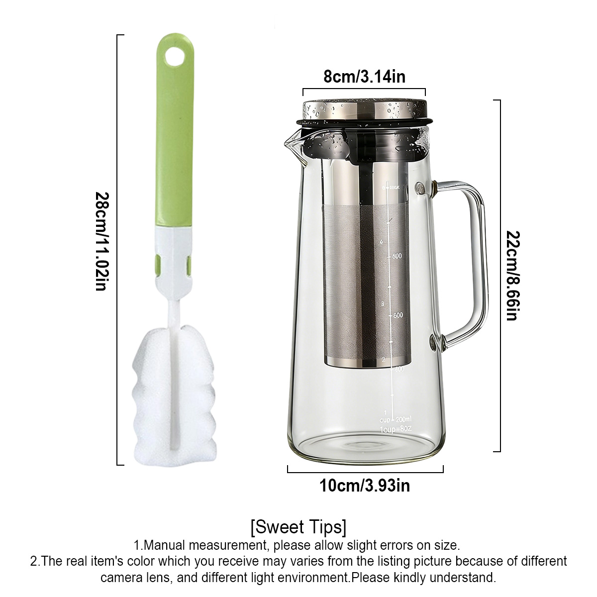 ハンドル付きの1L/33.82ozのコールドブリューコーヒー - Coffee Maker のレビューと価格