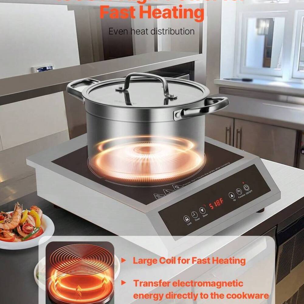 ポータブルクックトップ、1800W業務用バーナー、9段階温度 - Induction Cooktop Portable のレビューと価格